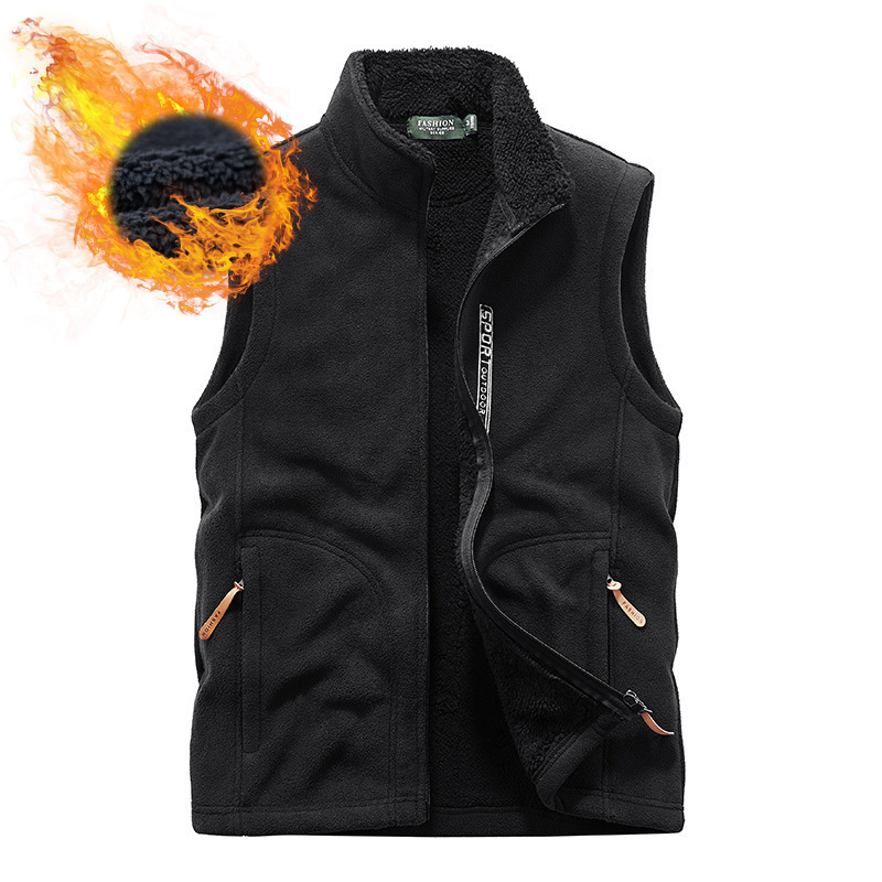 Men's autumn and winter outdoor leisure large size fleece sweater vest plus velvet thick warm waistcoat 9816A