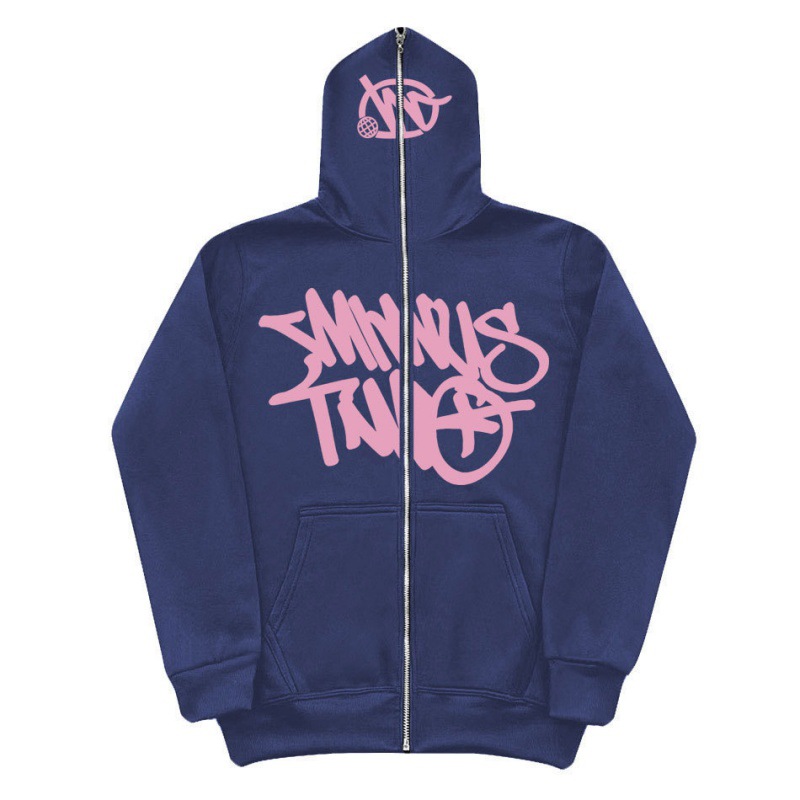 Y2K Unisex Fleece Hooded Sweatshirt Full Zip Plus Size Streetwear Stussy Tour Jacket - Image 18
