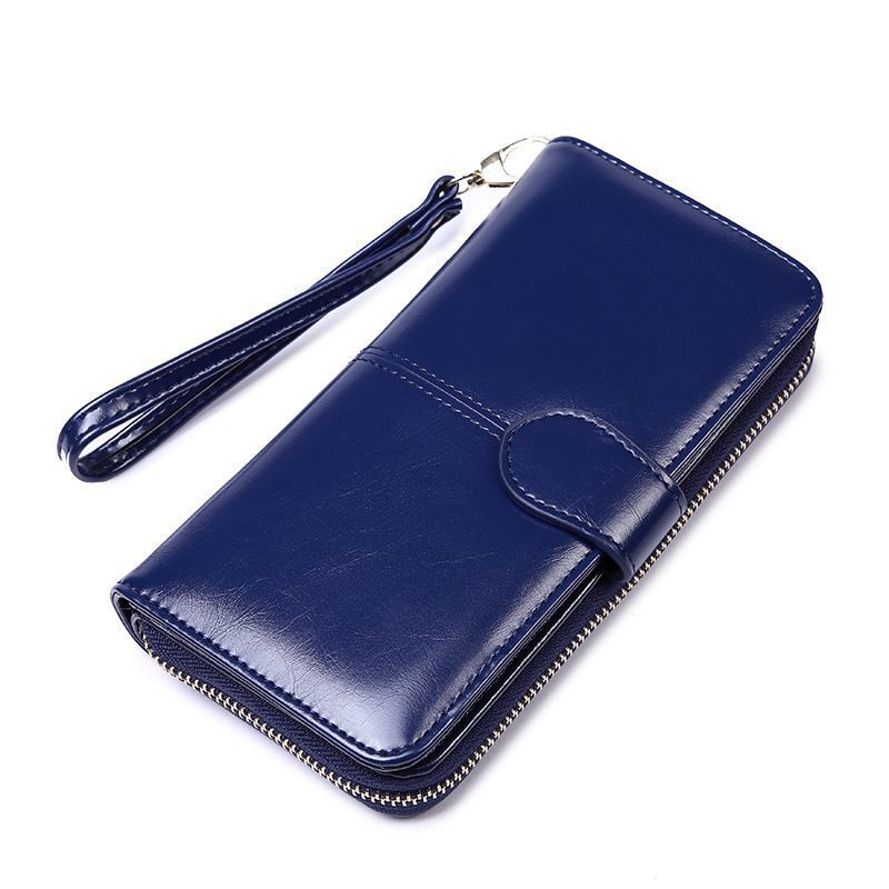 Wholesale European and American 2025 new style oil-waxed leather women's wallets, retro leather wallets, European and American large capacity long coin purses - Image 7
