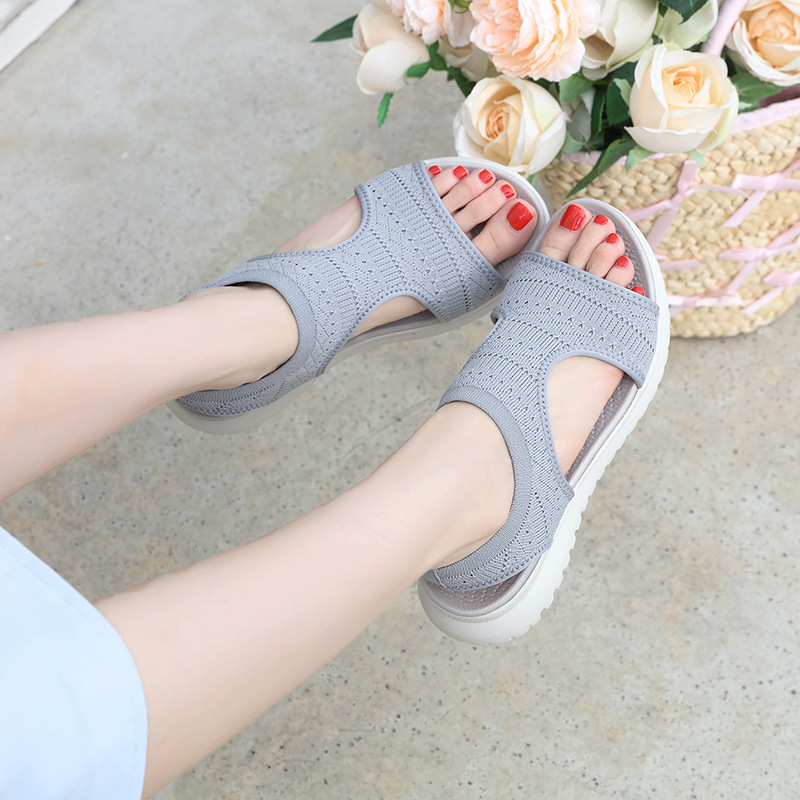 H1109-A5 Amazon 2024 summer new sandals for women simple light sports style wedge heel comfortable large size - Image 6