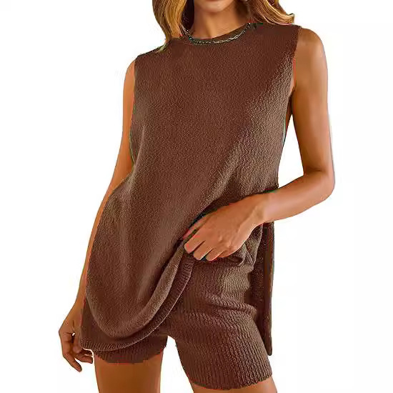 Popular Knitwear Set - Cross-border Summer Women's Clothing - European and American Style Knitwear, Loose Sleeveless Casual Sweater Two-Piece Set - Image 3