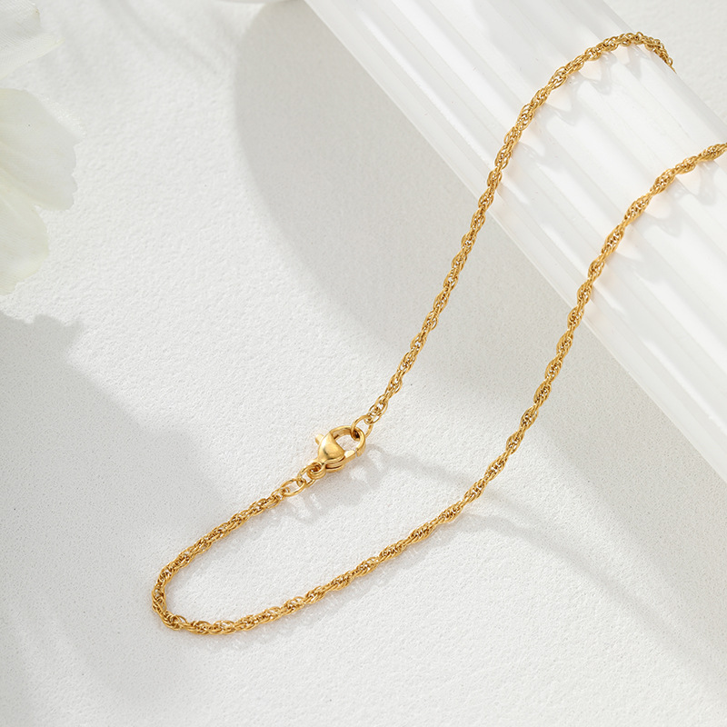 Xuping European and American cross-border stainless steel 24k color necklace, simple and everyday lobster clasp plain chain necklace, wholesale women's jewelry. - Image 5