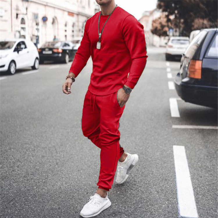 2021 Summer Cross-border European and American Independent Station Long Sleeve Casual Suit Two-piece Men's Trendy Multicolor - Image 6