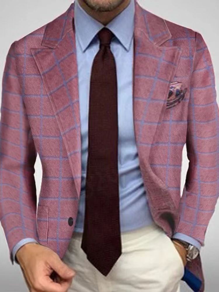 Cross-border foreign trade hot-selling spring and autumn new digital printing plaid men's casual suits and casual jackets - Image 32