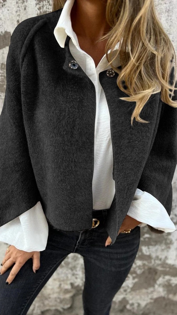 2024 Independent Station Foreign Trade AliExpress_Autumn and Winter Loose Short Cashmere Long Sleeve Jacket - Image 9