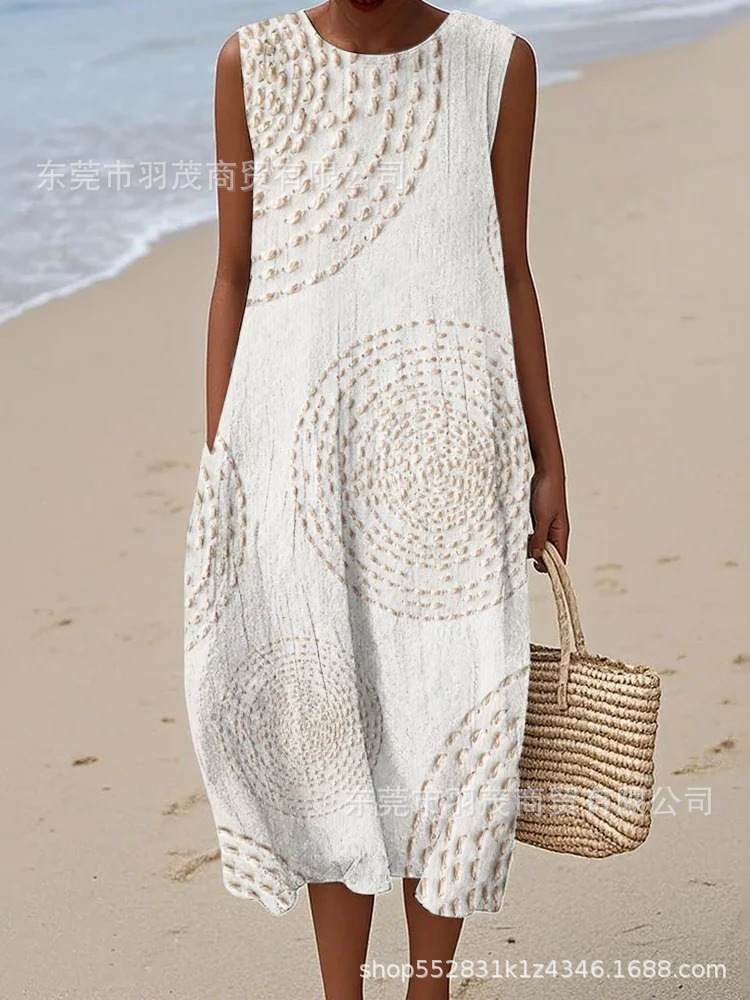 2025 European and American spring and summer new sleeveless casual printed temperament long skirt dress slim small fresh casual skirt - Image 43