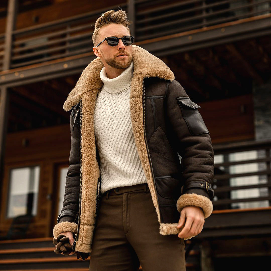 2021 autumn and winter new products fur all-in-one men's jacket Amazon medium and long foreign trade wholesale eBay thick coat - Image 4