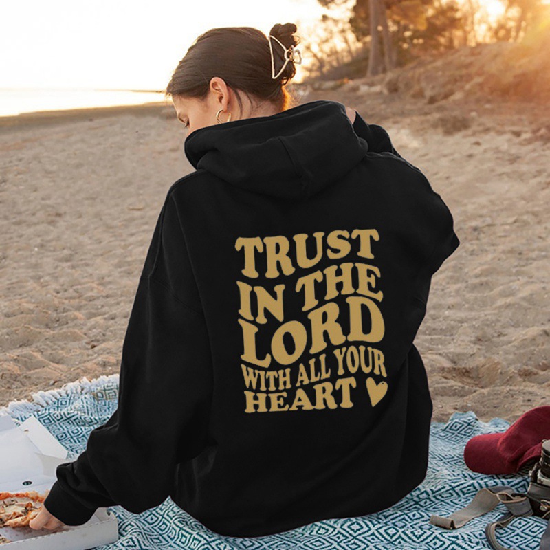2023 Autumn and Winter Women's New Fashion Personalized Character Print Hooded Back Collar Plus Velvet Sweater with Versatile Design - Image 6