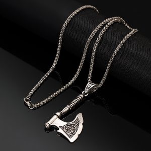 Cross-border best-selling Viking hammer pendant necklace, European and American retro style, men's titanium steel chain, naval anchor sweater chain
