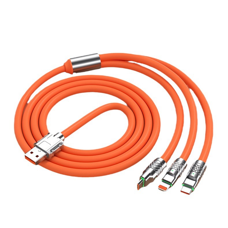 120w super fast charging cable zinc alloy one to three data cable liquid original mobile phone universal charging cable