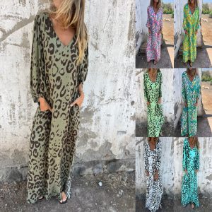 Women's Leopard-Print V-Neck Resort Dress