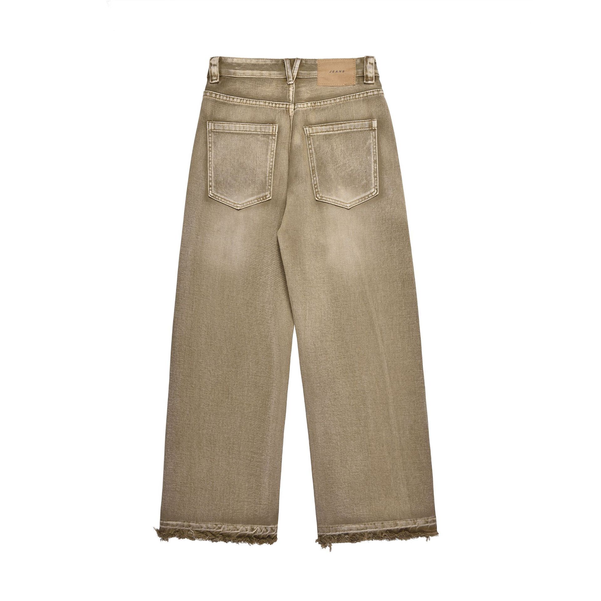 Jiayiku Men's Wear∣American high street retro jeans wasteland style heavy washed raw edge loose straight trousers - Image 2