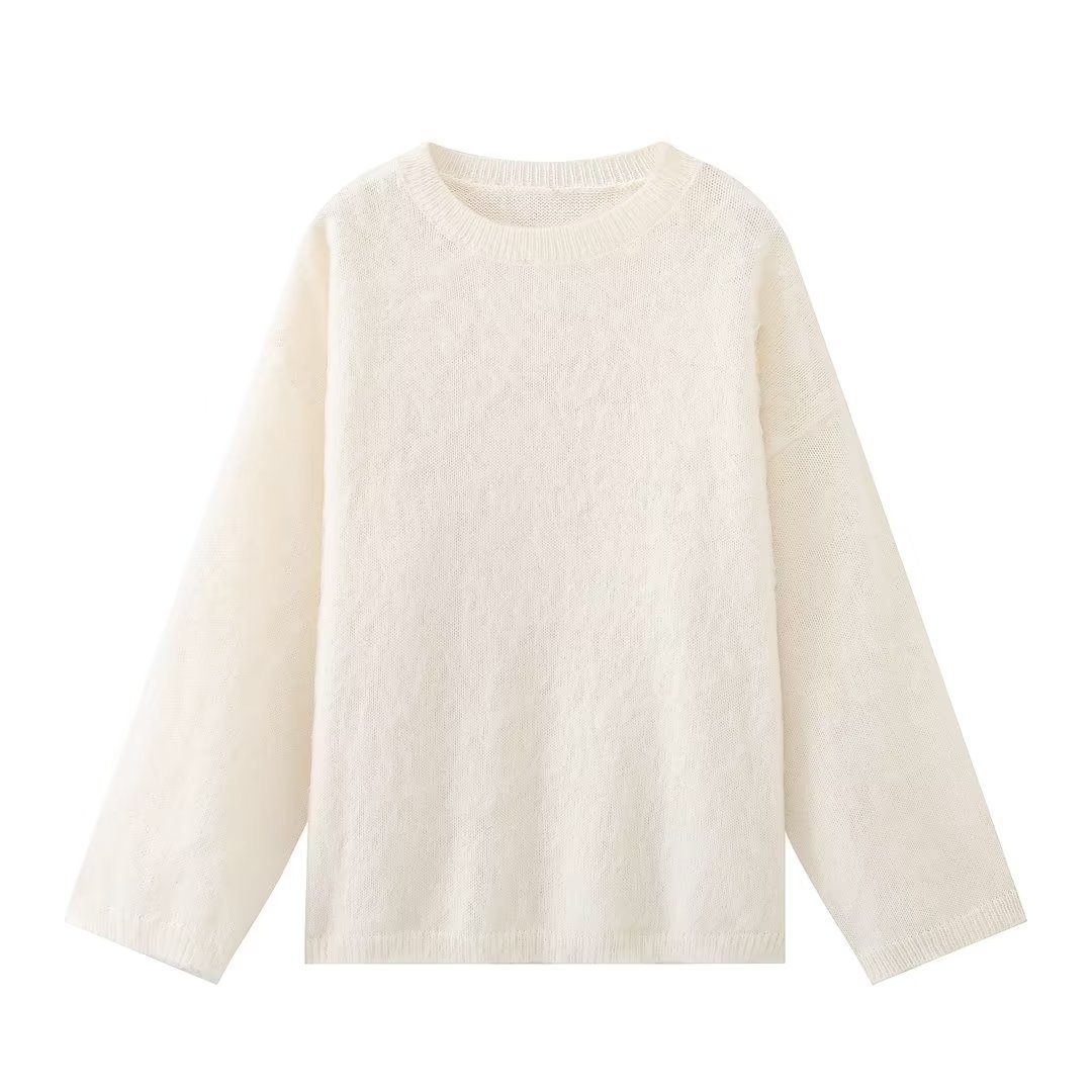 Cross-border Amazon European and American clothing 2023 autumn and winter new loose casual striped long sleeves contrasting round neck M6282 - Image 5