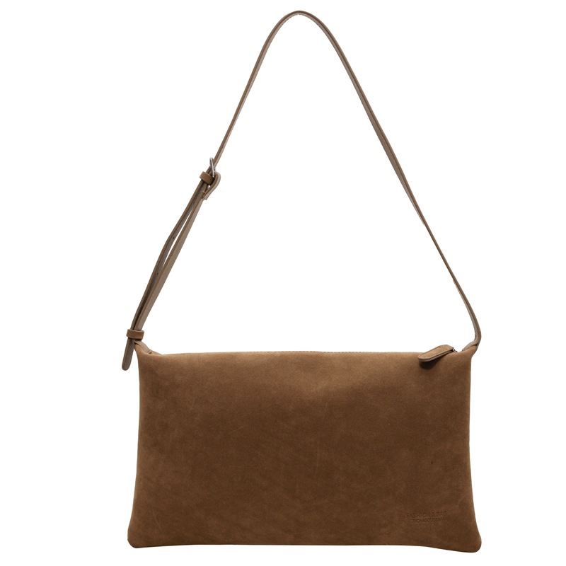 Autumn and winter lazy style retro frosted suede new single shoulder underarm bag simple tote bag large capacity commuter bag - Image 6