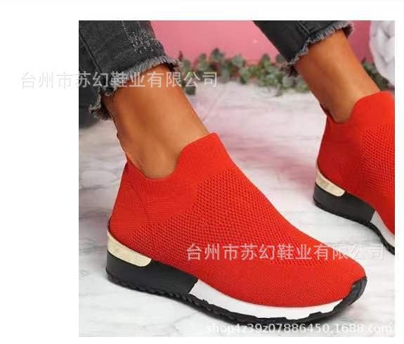 Autumn 2021 Wish New Flying Knitting Socks Shoes Stretch Fabric Large Size Women's Shoes Spot Amazon Europe and America Foreign Trade Models - Image 2