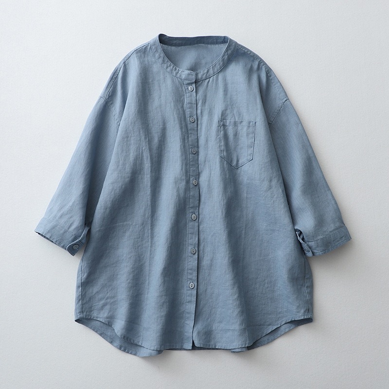 New Japanese style loose-fitting shirt, casual cardigan, three-quarter sleeve, simple and casual style, high-end shirt. - Image 9