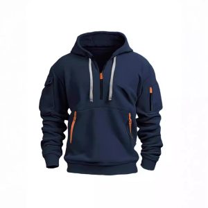 2024 new cross-border autumn and winter men's sweatshirt hooded zipper multi-pocket pullover men's sports casual jacket