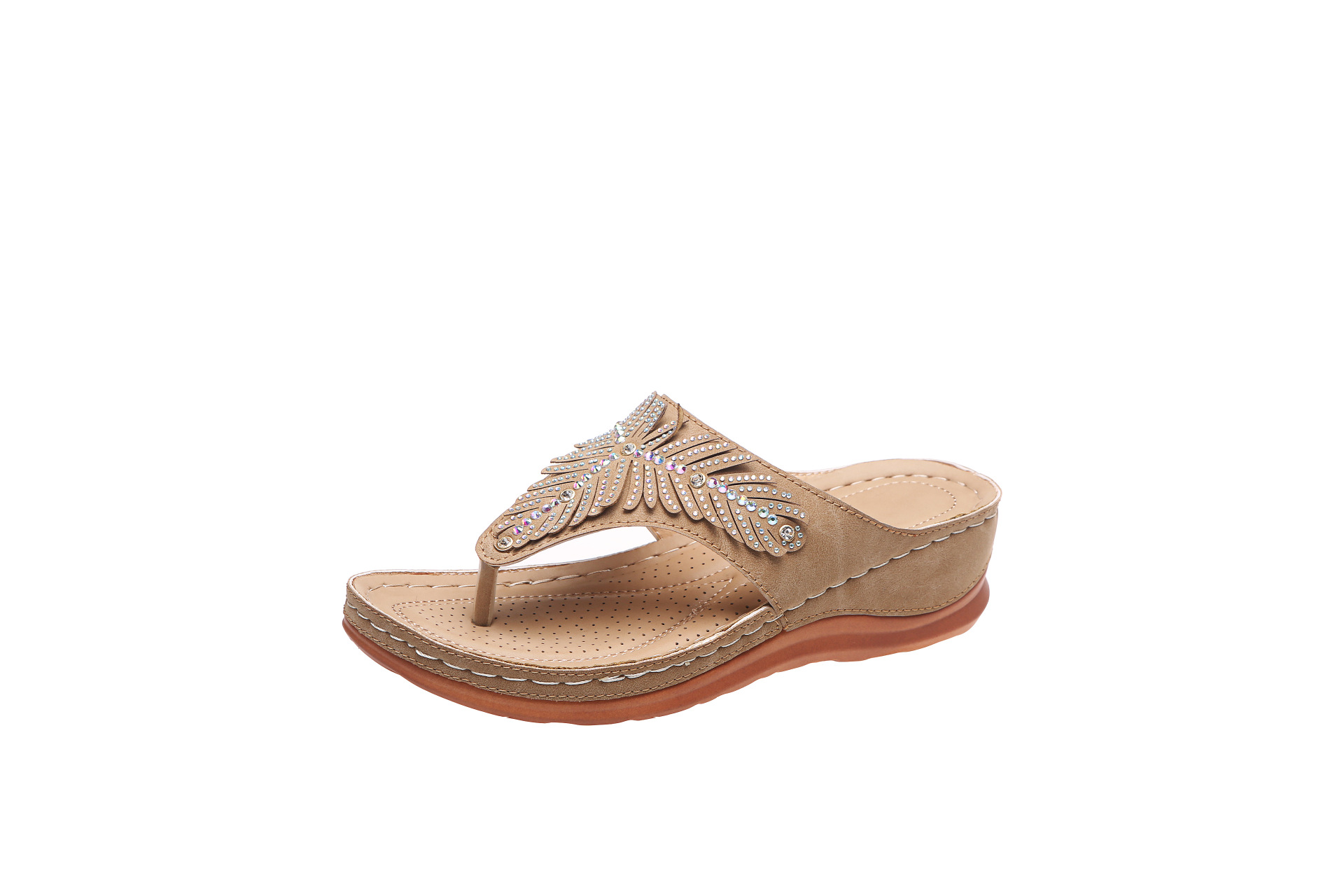 wish hot style European and American style flip flops large size African sandals casual lightweight flip flops flat rhinestone sandals - Image 4