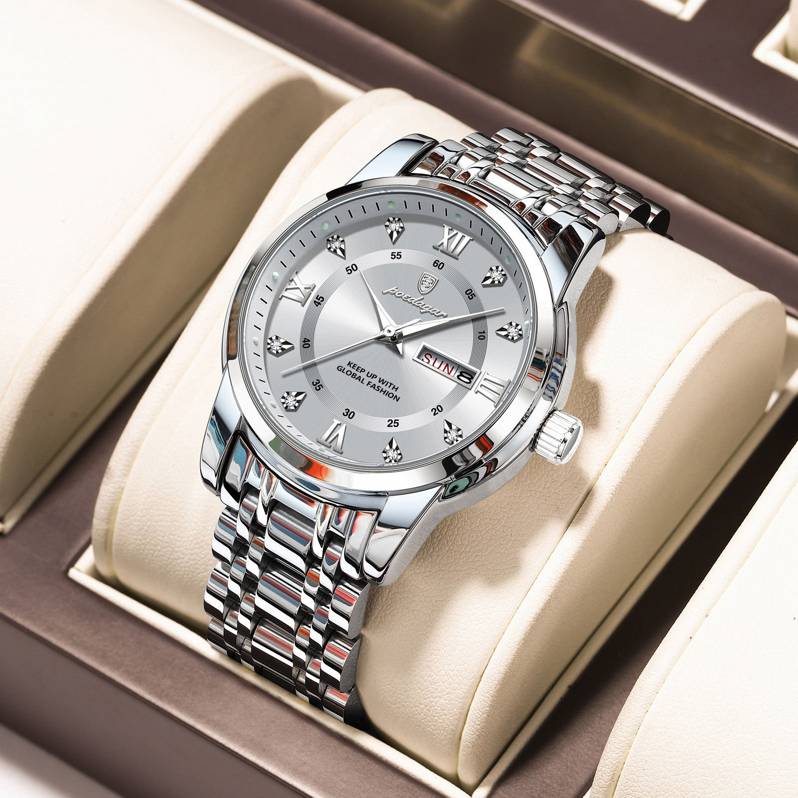 Swiss brand waterproof new men's watch dual calendar luminous quartz watch live broadcast foreign trade hot sale one piece drop shipping - Image 10