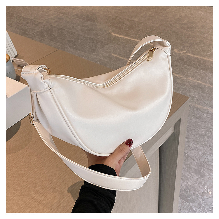 Hong Kong Style Retro Dumpling Bag Underarm Bag 2023 New Lightweight Casual Solid Color Single Shoulder Messenger Bag Women's Bag Wholesale - Image 3