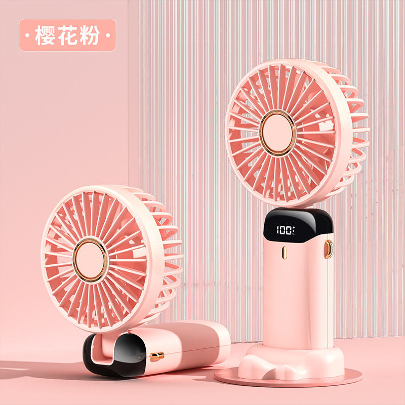 New USB handheld fan mini portable desktop charging small fan folding digital display aromatherapy small electric fan - Image 7
