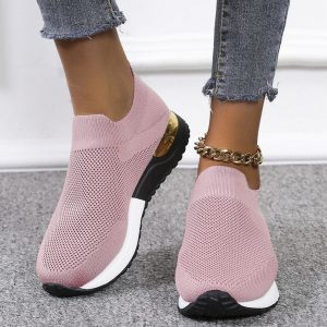 2022 Spring New Large Size Foreign Trade Women's Shoes Casual Sports Style Color Matching Sequins Lightweight Breathable Slip-on Shoes for Women