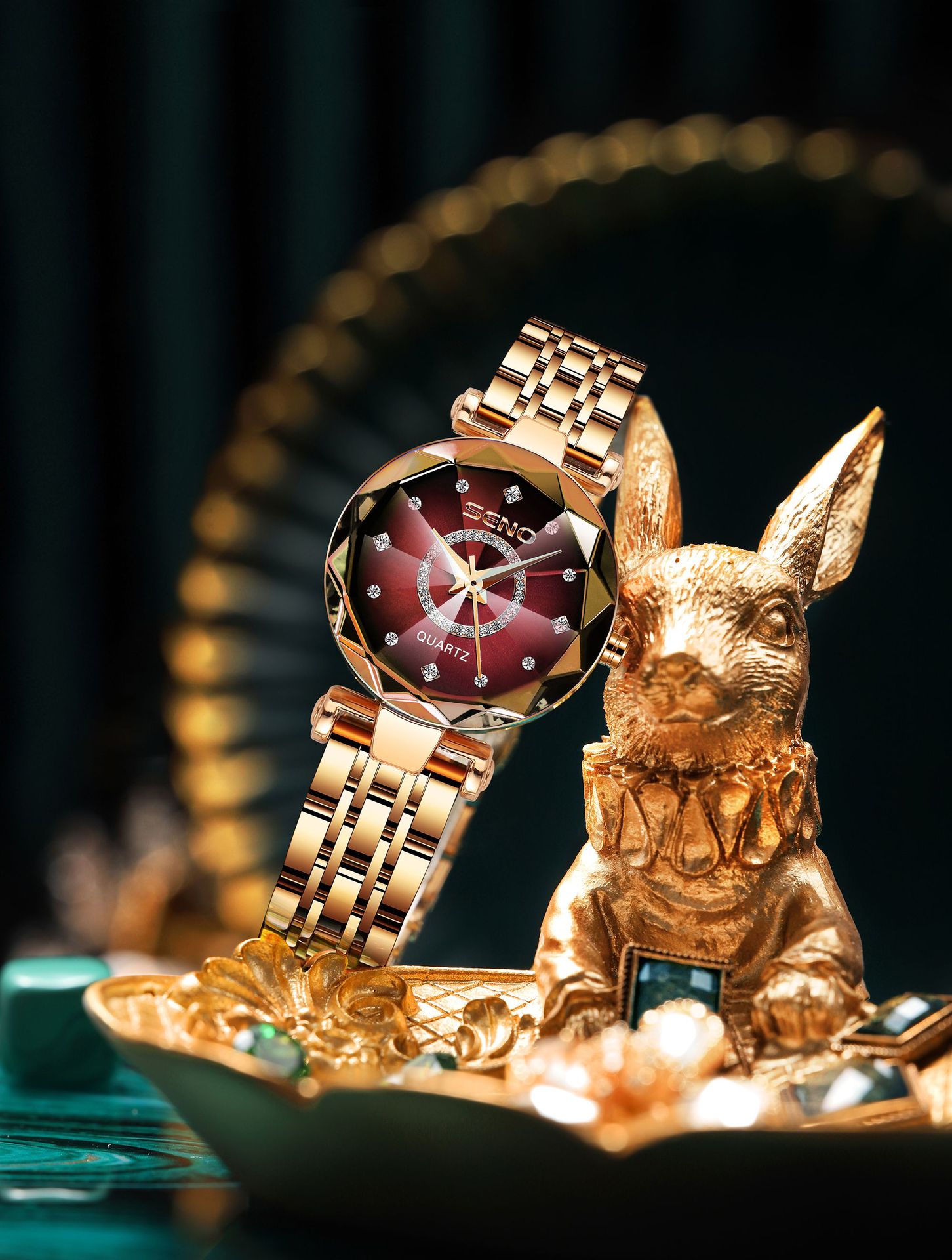 Douyin's new Ocean Star steel belt women's watch live broadcast multi-angular gradient glass diamond-encrusted fashion watch - Image 2
