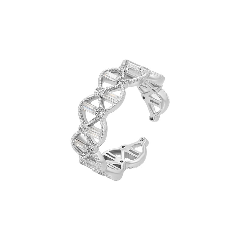 Xuping hollowed-out design irregular geometric open ring, copper alloy plated white, niche and unique women's jewelry wholesale. - Image 6