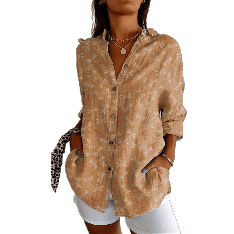 2025 New Women's Long-Sleeved Shirt, Summer European and American Trendy Long-Sleeved Shirt, Floral Print 3D Shirt - Image 2