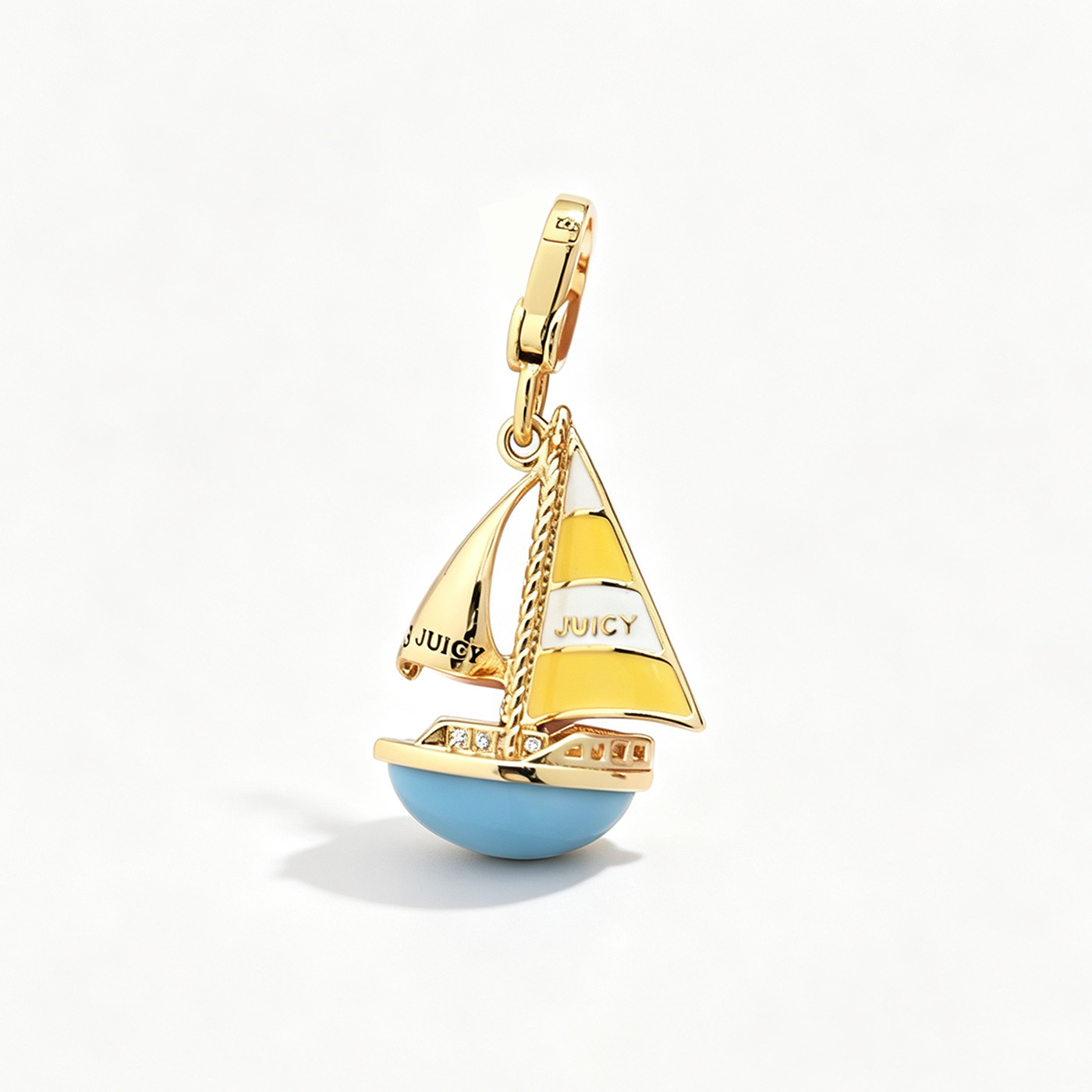 High-end enamel blue sailboat pendant necklace with fresh lettering, suitable for cross-border trade and export. - Image 2