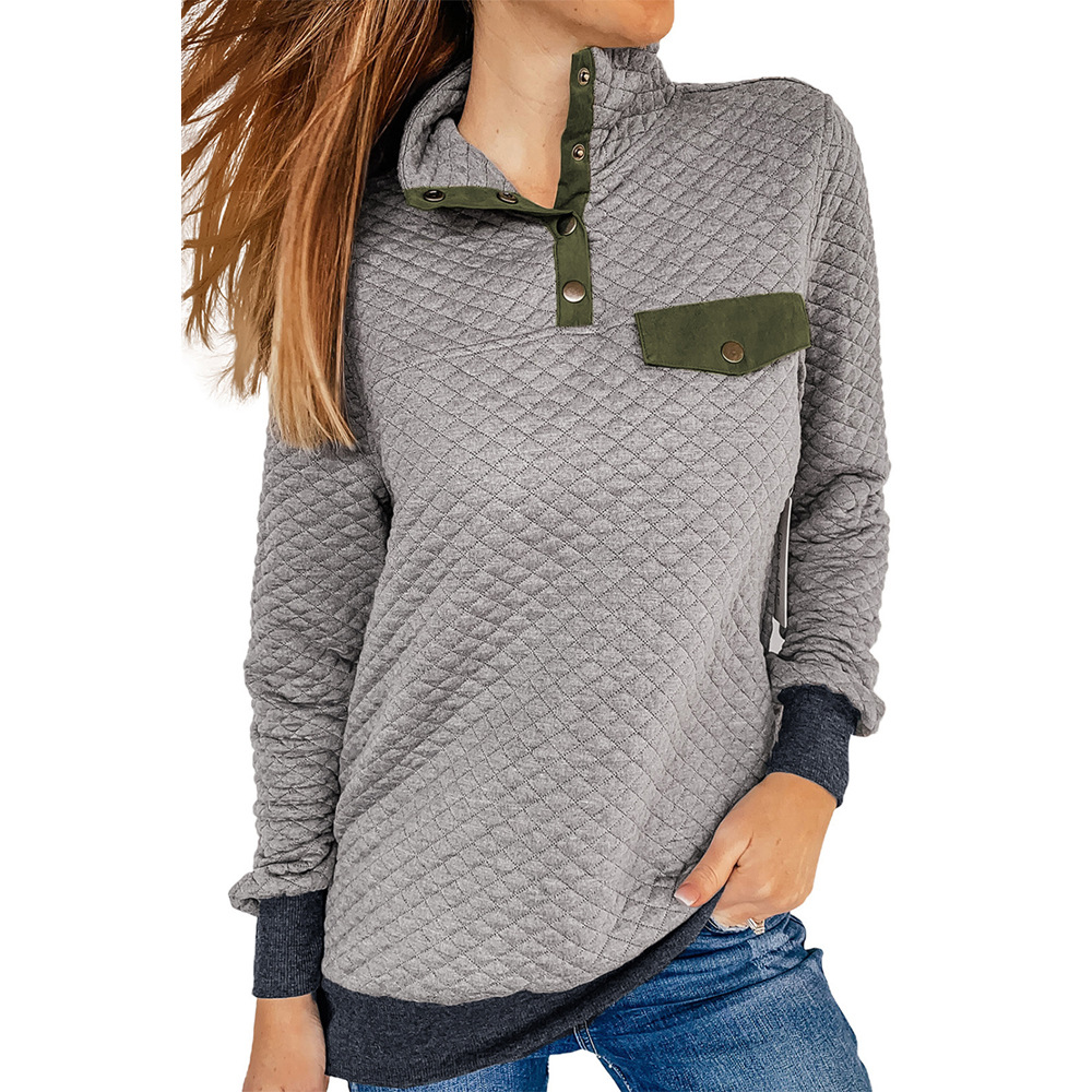 Amazon autumn and winter new solid color stand collar sweater women's European and American foreign trade casual long-sleeved pullover top 2533489