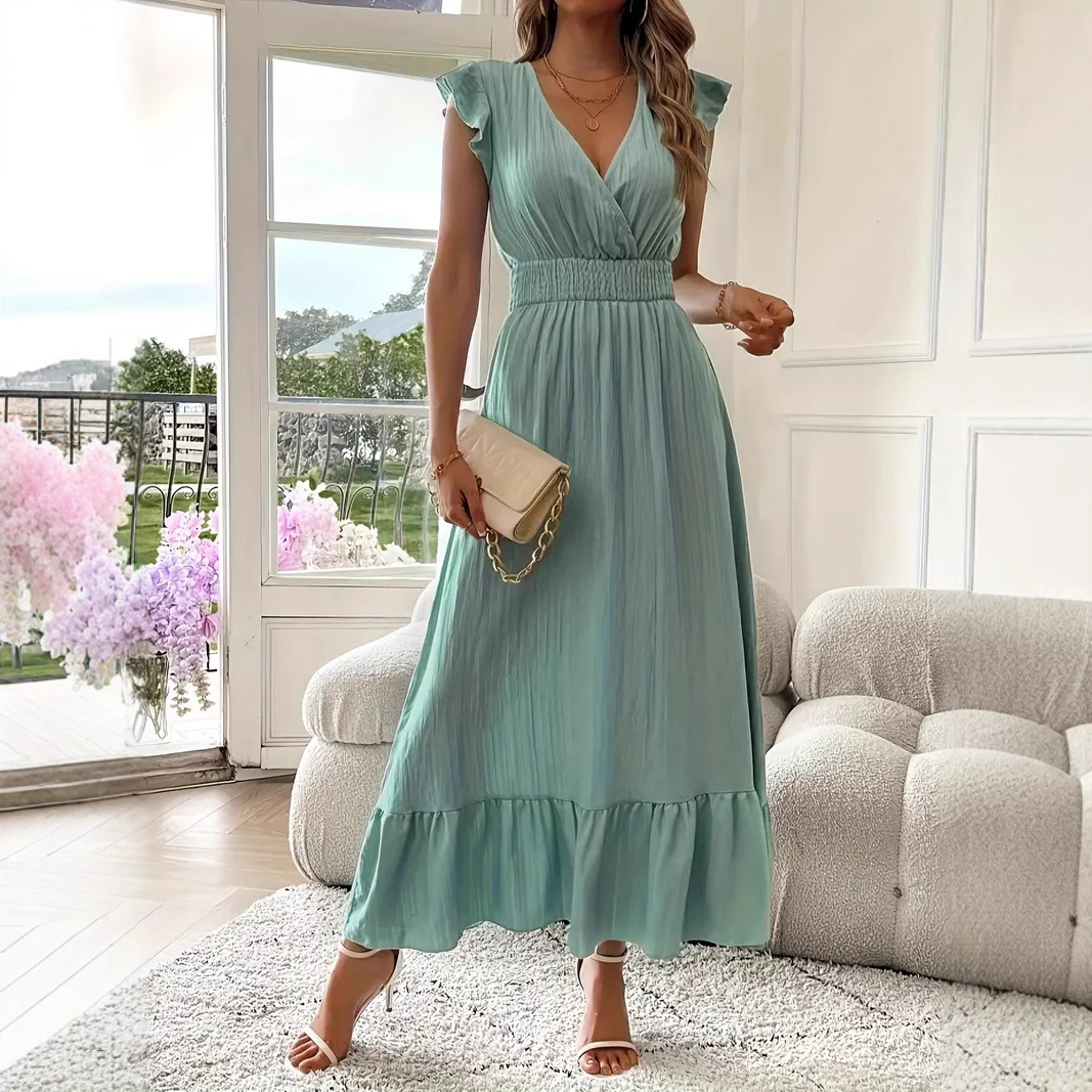 2025 European and American cross-border e-commerce best-selling new women's long summer short-sleeved dress, independent website. - Image 13
