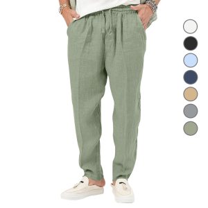 Cross-border e-commerce 2025 Amazon summer linen men's casual pants AliExpress loose casual sportswear men's trousers