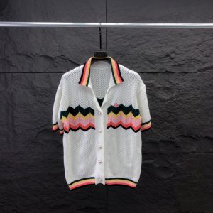 Fashionable European goods Ca Casa short-sleeved sweater cardigan 3D jacquard pattern men and women's same style spot cross-border Europe and the United States