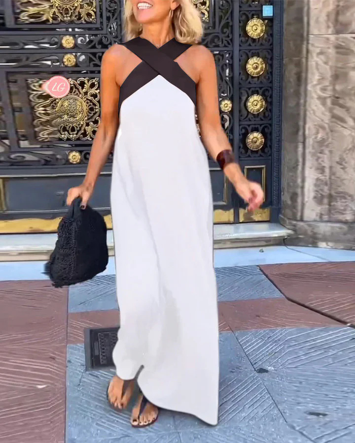 2025 summer new cross-border women's clothing Amazon AliExpress foreign trade long skirt cross sexy back dress - Image 14