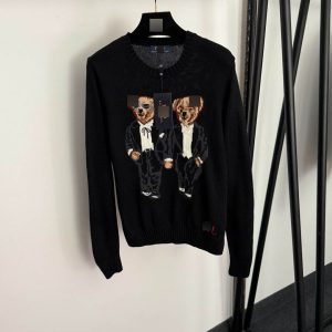 26 Nanyou Cross-border Foreign Trade Lauren New Style Two-Suit Bear Jacquard Pullover Long-Sleeve Wool Blend Knitwear