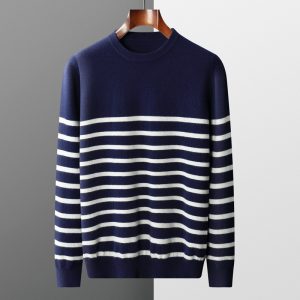 100 wool sweater men's round neck thin sailor sweater knitted sweater loose youth bottoming wool sweater trend
