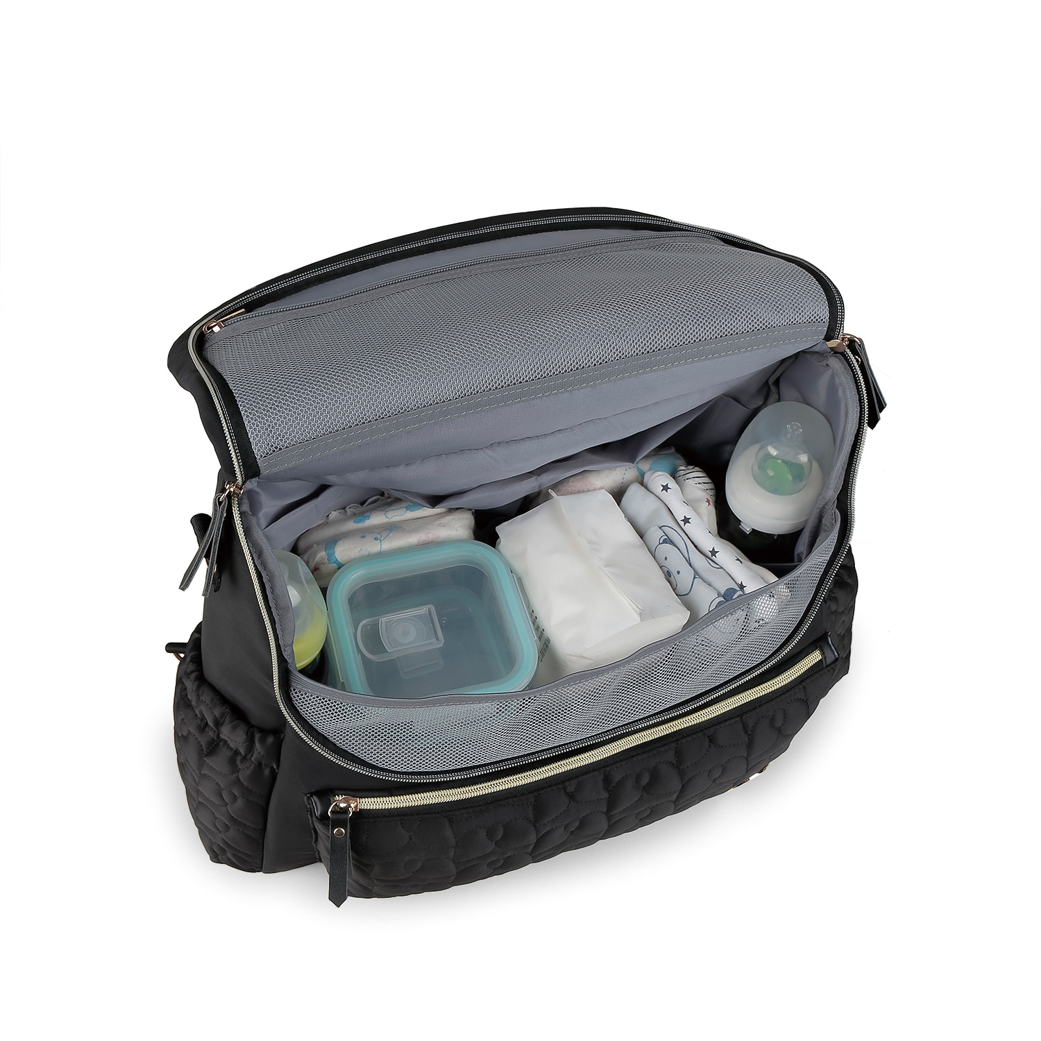 2023 waterproof quilted embroidered mommy bag single shoulder double shoulder multifunctional mommy bag with detachable straps large capacity for mother and baby travel - Image 4