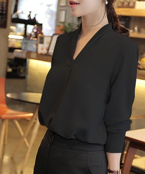 4-color 2025 Autumn New Long-sleeved Shirt, Loose Fit, Professional, Elegant, Goddess Style, Base Chiffon Blouse 938 - Image 7