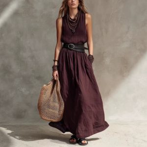 Sleeveless Lapel Dress