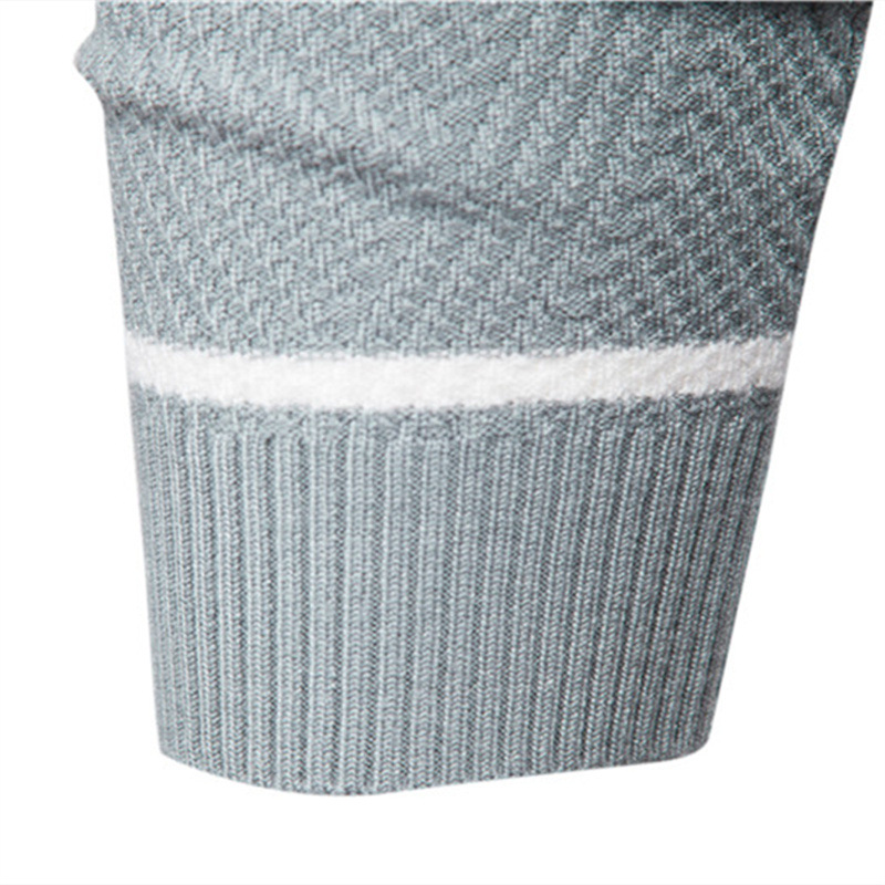 Spot autumn and winter men's wear off day striped men's sweater pullover color matching v-neck thick bottoming knitted sweater - Image 6