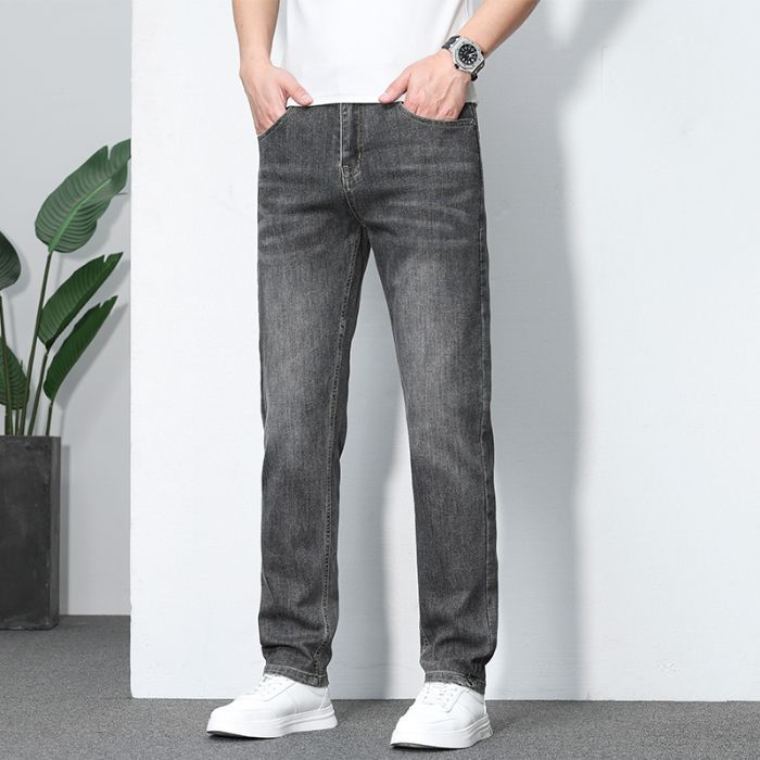2025 new high-end stretch summer thin jeans men's loose straight ice silk casual large size long pants - Image 7