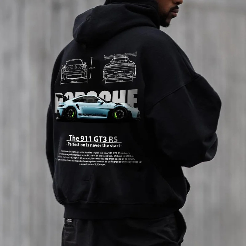 StreetcarHoodiePrintsMen Car Print Trendy Hoodie Loose Casual Versatile Hoodie - Image 20