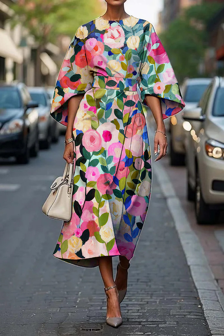 2025 Amazon Cross-Border Independent Station Floral Ocean Timeless Elegant Dress E439 Women's Dress - Image 8