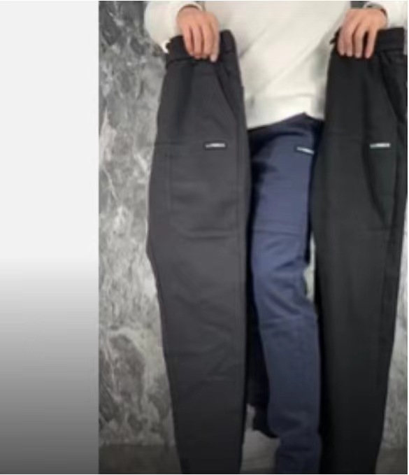 2022 Summer Ice Silk Spliced Six Pockets Embroidered High Elastic Men's Casual Pants Douyin Kuaishou Internet Celebrity Casual Pint Pants
