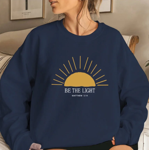 Amazon Large Size Pink Fleece Sweatshirt Women Be The Light Sweatshirt Round Neck Women Plus Velvet - Image 11