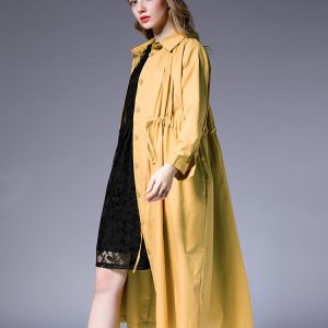 Women's Long Cotton Coat — Black / XXL